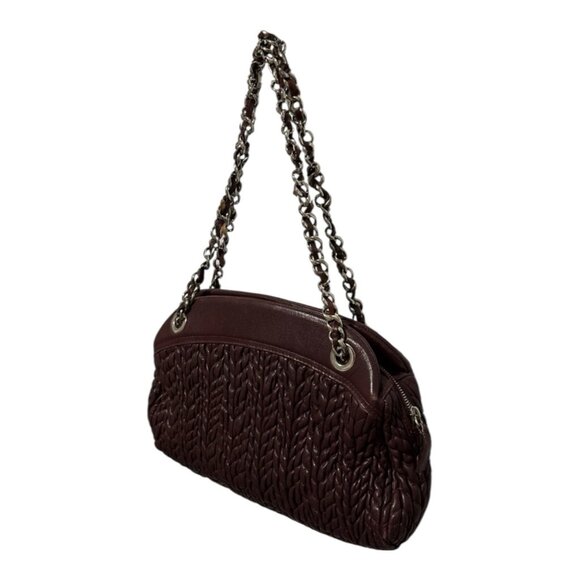 Vintage Leather Suarez Shoulder Bag Burgundy Braided Chain Strap Medium - Picture 6 of 16